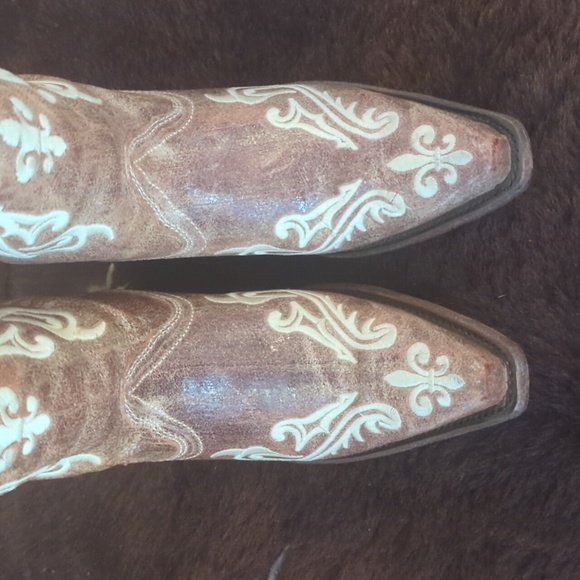 CORRAL R1974 Honey Cortez ivory scroll & fleur de lis cowgirl western boots sz 6 - Picture 12 of 16